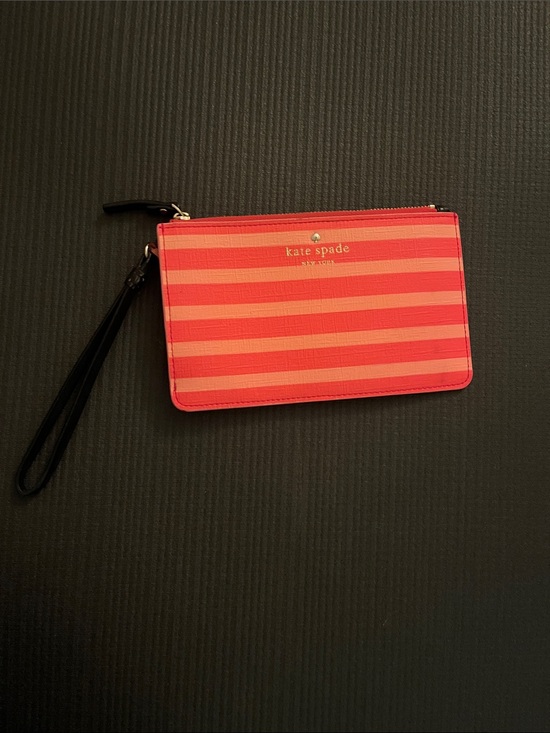 kate spade Handbags - kate spade Coral & Pink Striped Wristlet with Black Strap